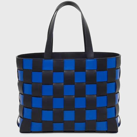 Women's Mansur Gavriel Upcycled Woven Tote Bags Blue / Black | AU 6092UF